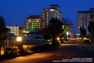 湯の川温泉　夕景